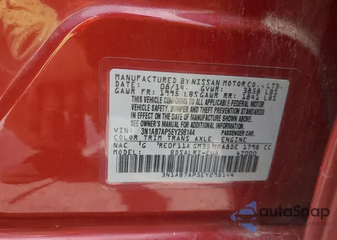 2014 Nissan Sentra S z USA, uszkodzony, nr VIN 3N1AB7AP5EY298144